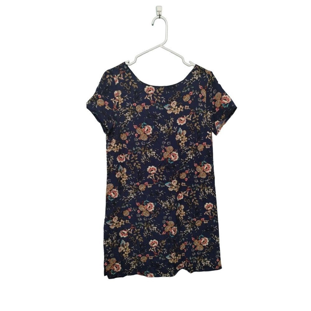 Women's Size Medium Blue Floral Strappy Back Dress Charlotte Russe Homecoming Pr